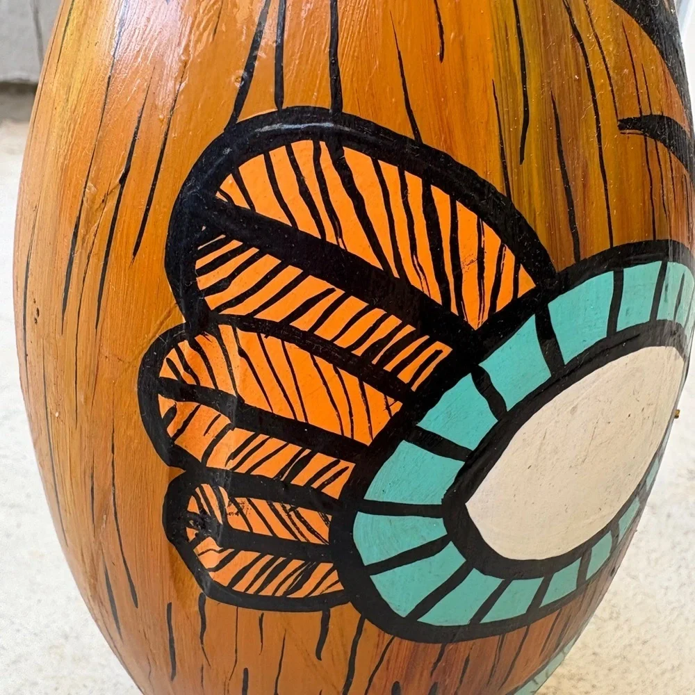 Hand-Painted Tiki Art Sculpture– Outsider Art Folk Decor
